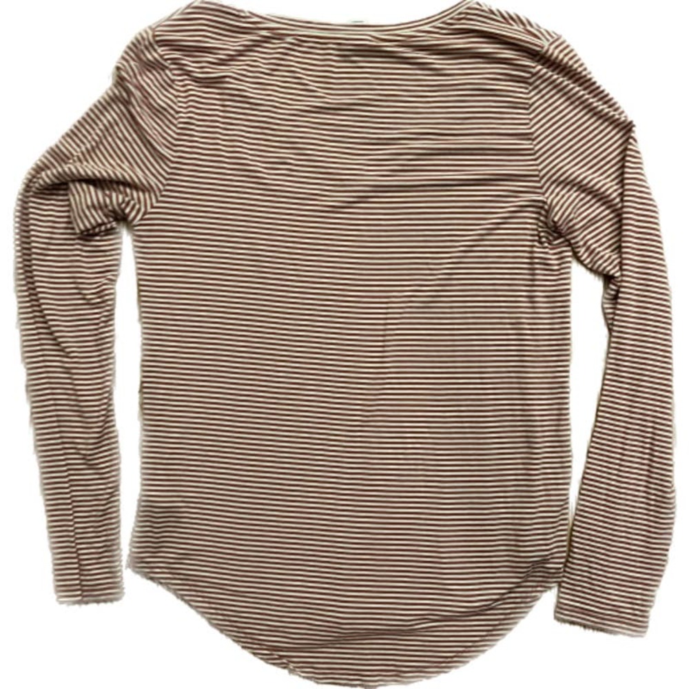 Old Navy Luxe Women's Medium M Long Sleeve Shirt Burnt Orange White Stripes - Picture 2 of 3